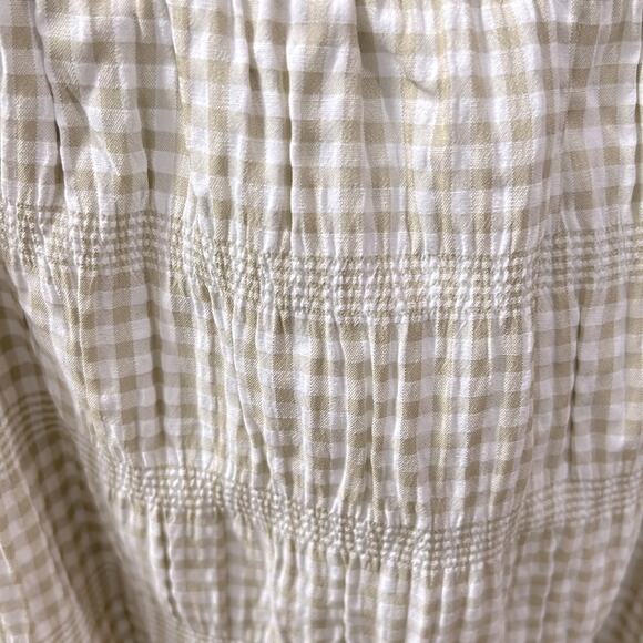NWT $169 O.P.T. seersucker plaid DRESS beige white S - Picture 6 of 10